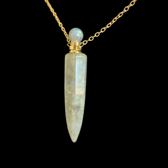 New Gold and Labradorite Bottle Pendant Necklace - Picture 13 of 15